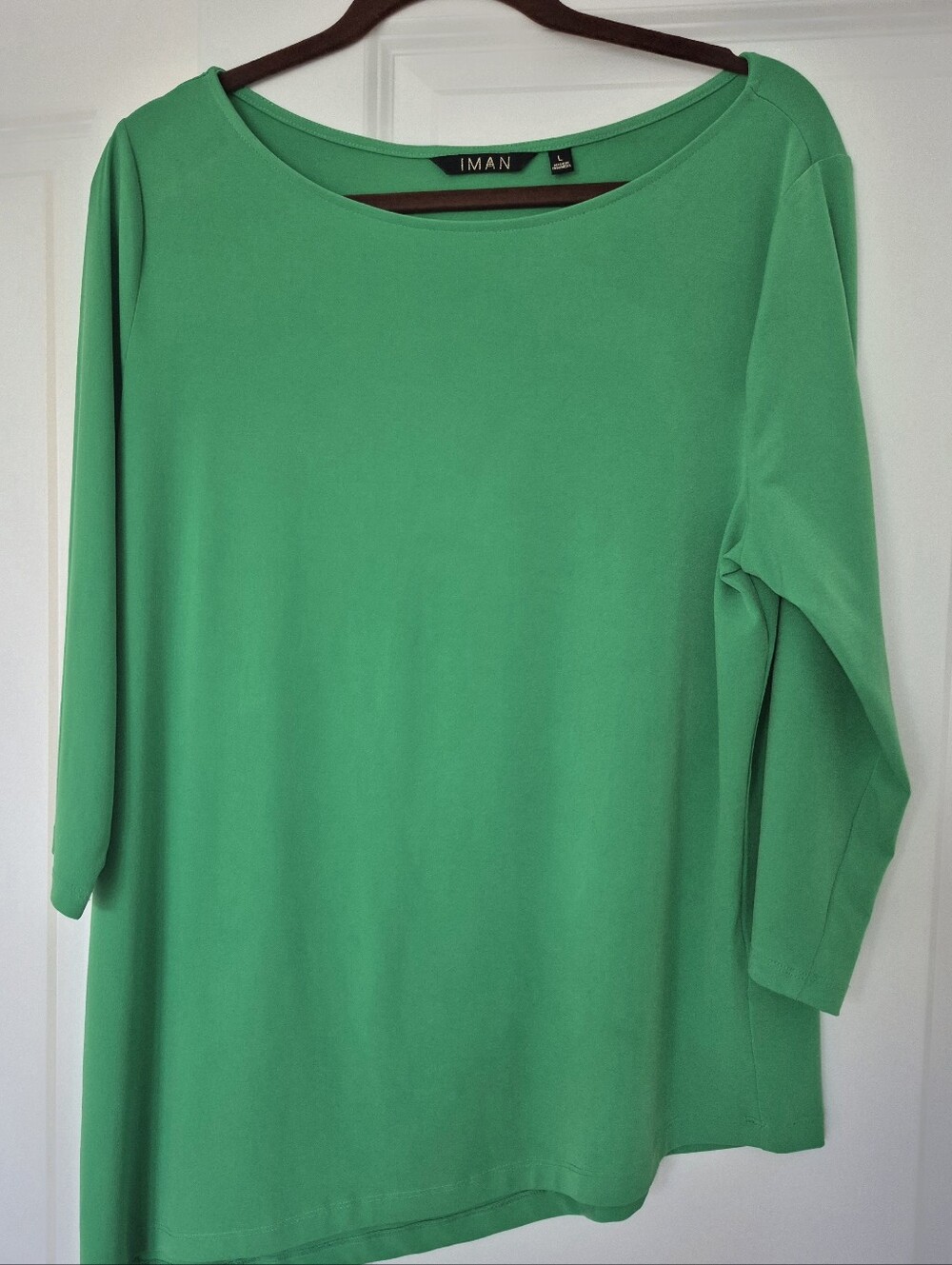 IMAN Bright Green Scoop Neck Long Sleeve Top